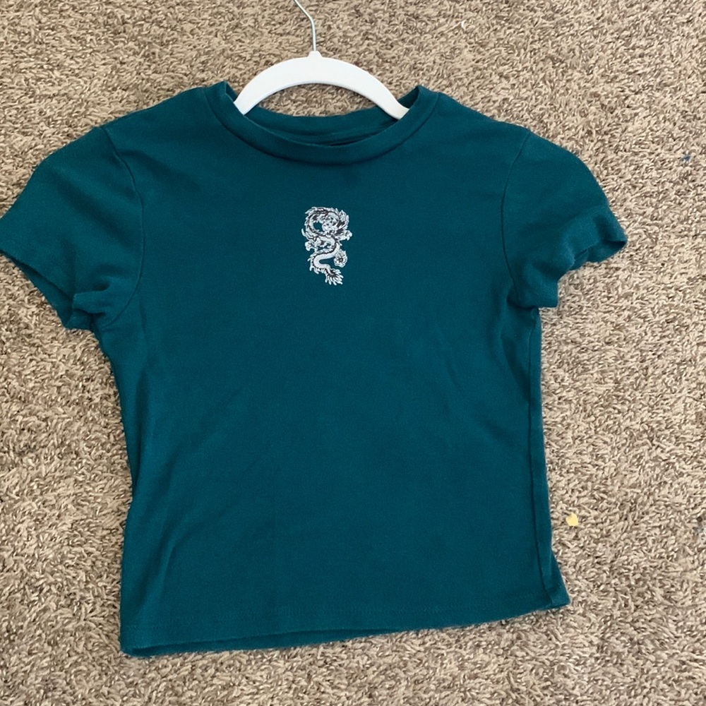 Navy green shirt with dragon
